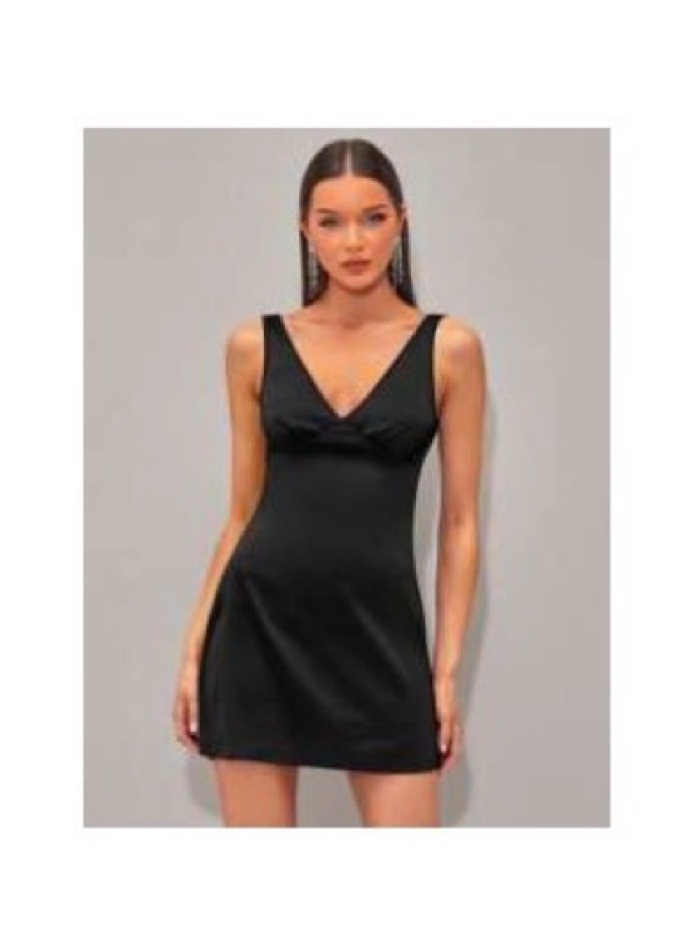 SHEIN Black V-Neck Mini Dress